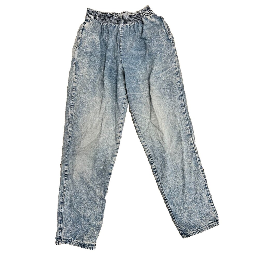 Vtg OshKosh High Waist Jeans Women’s M Blue Paper Bag Stretch Acid Wash USA Made